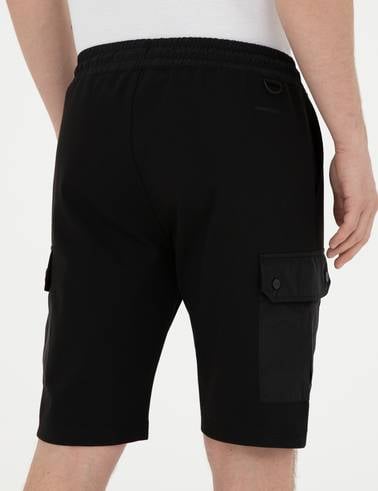 Siyah Regular Fit Örme Şort