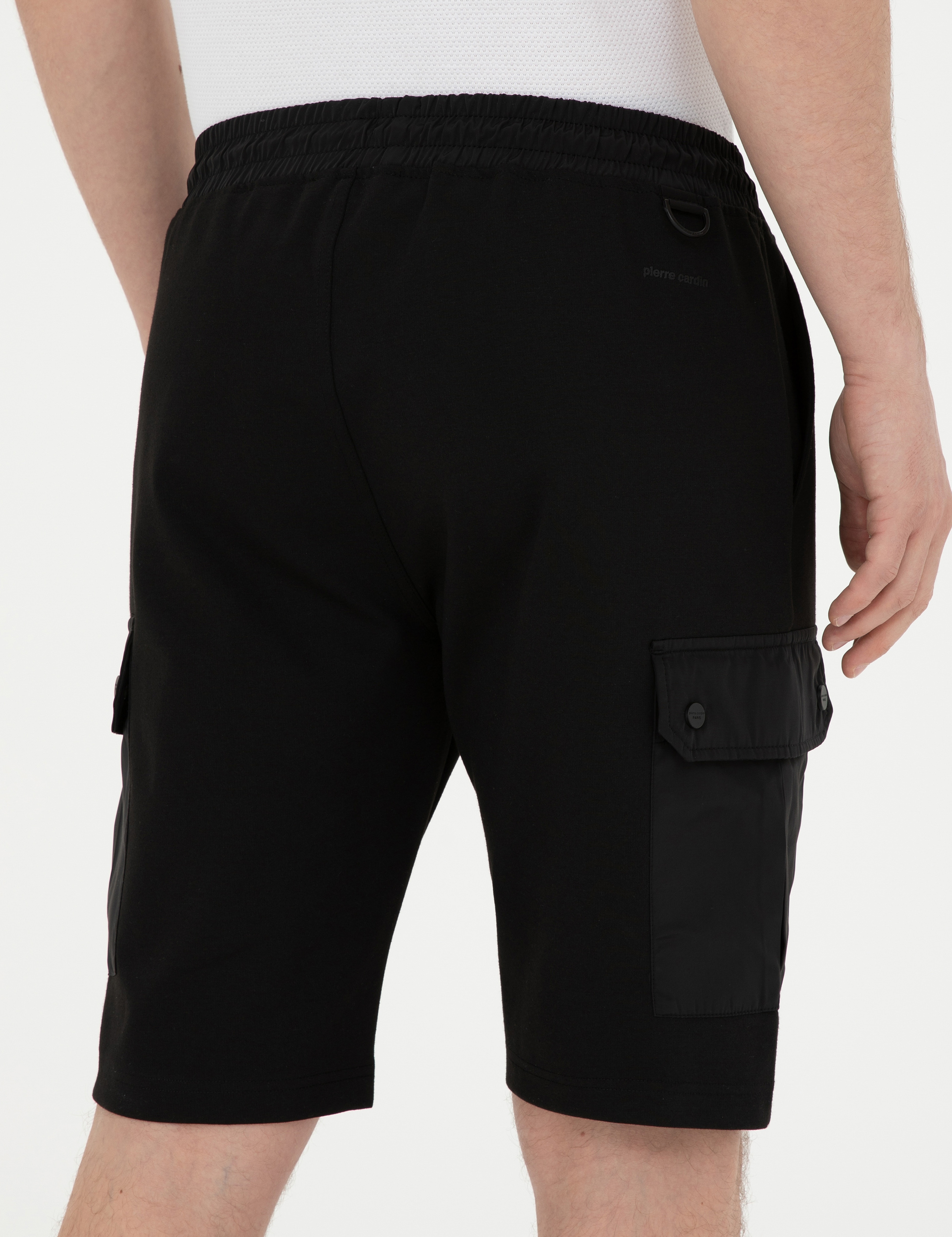 Siyah Regular Fit Örme Şort - Image 7