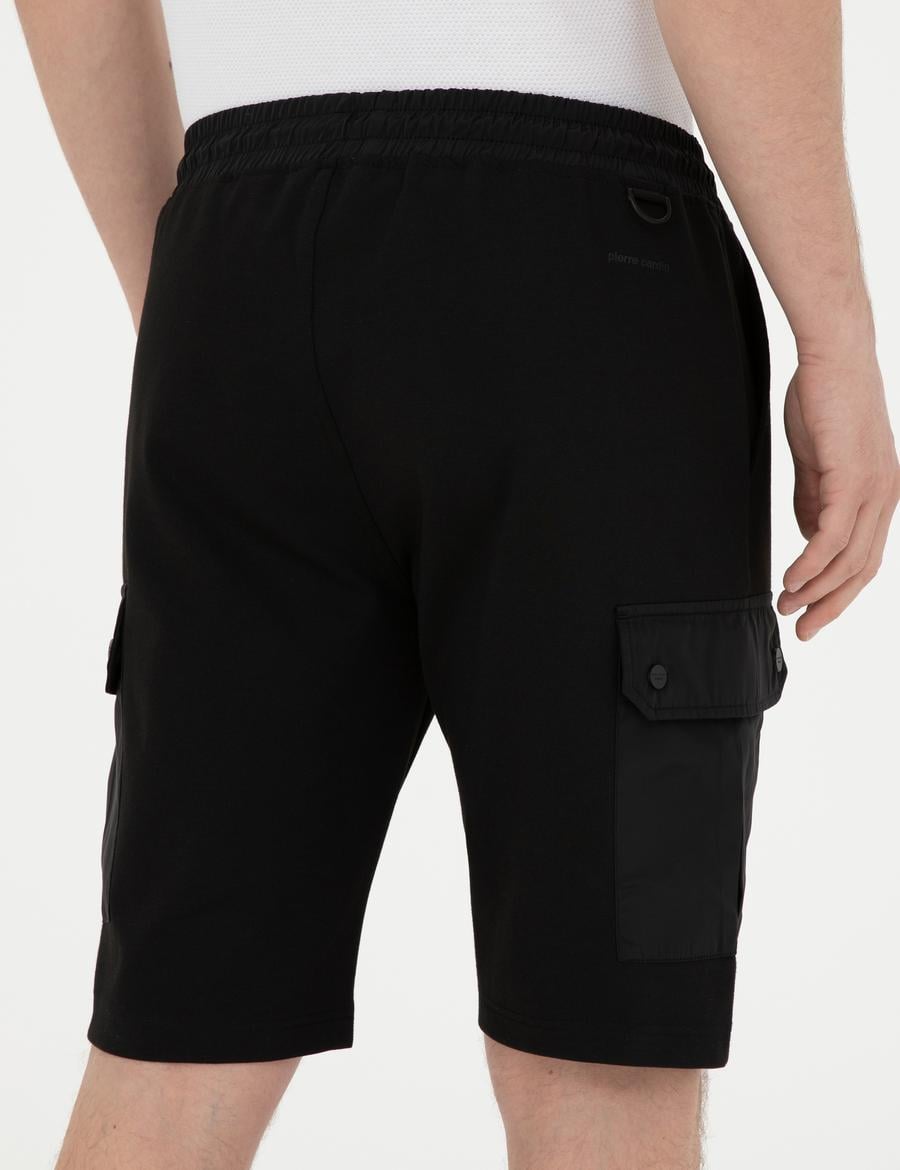 Siyah Regular Fit Örme Şort
