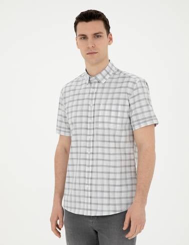 Gri Regular Fit Kısa Kollu Gömlek