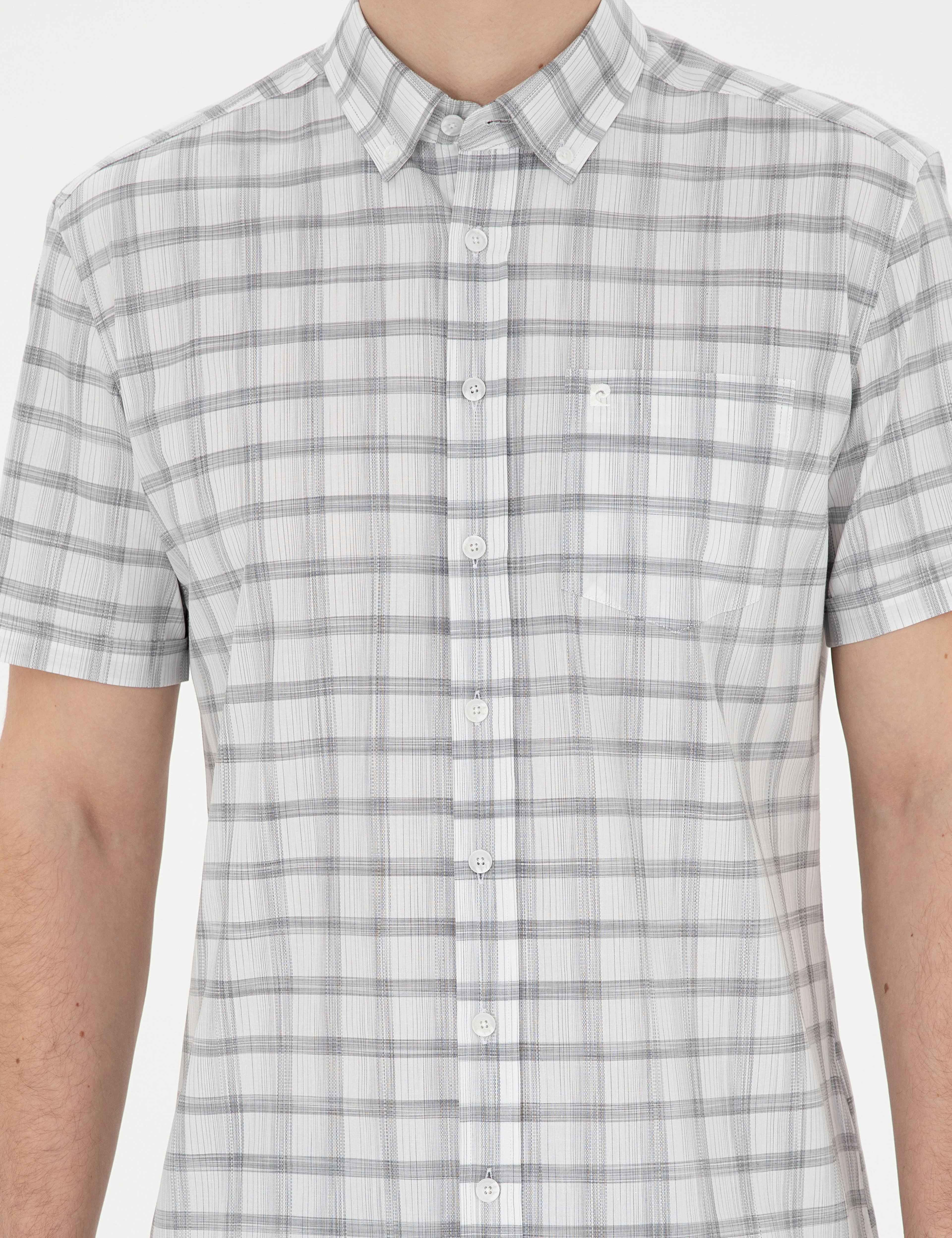 Gri Regular Fit Kısa Kollu Gömlek - Image 6