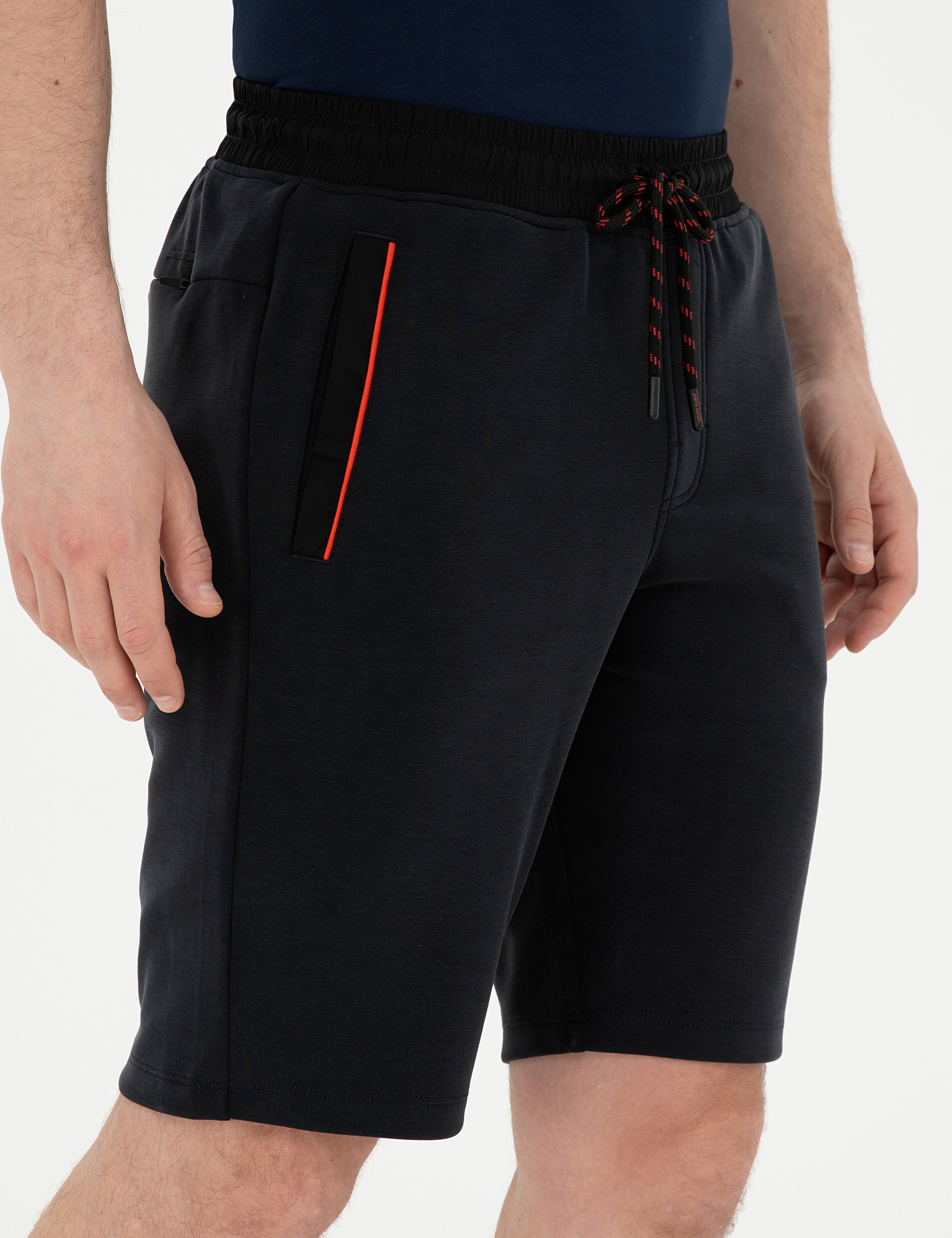 Siyah Slim Fit Örme Şort - Image 5