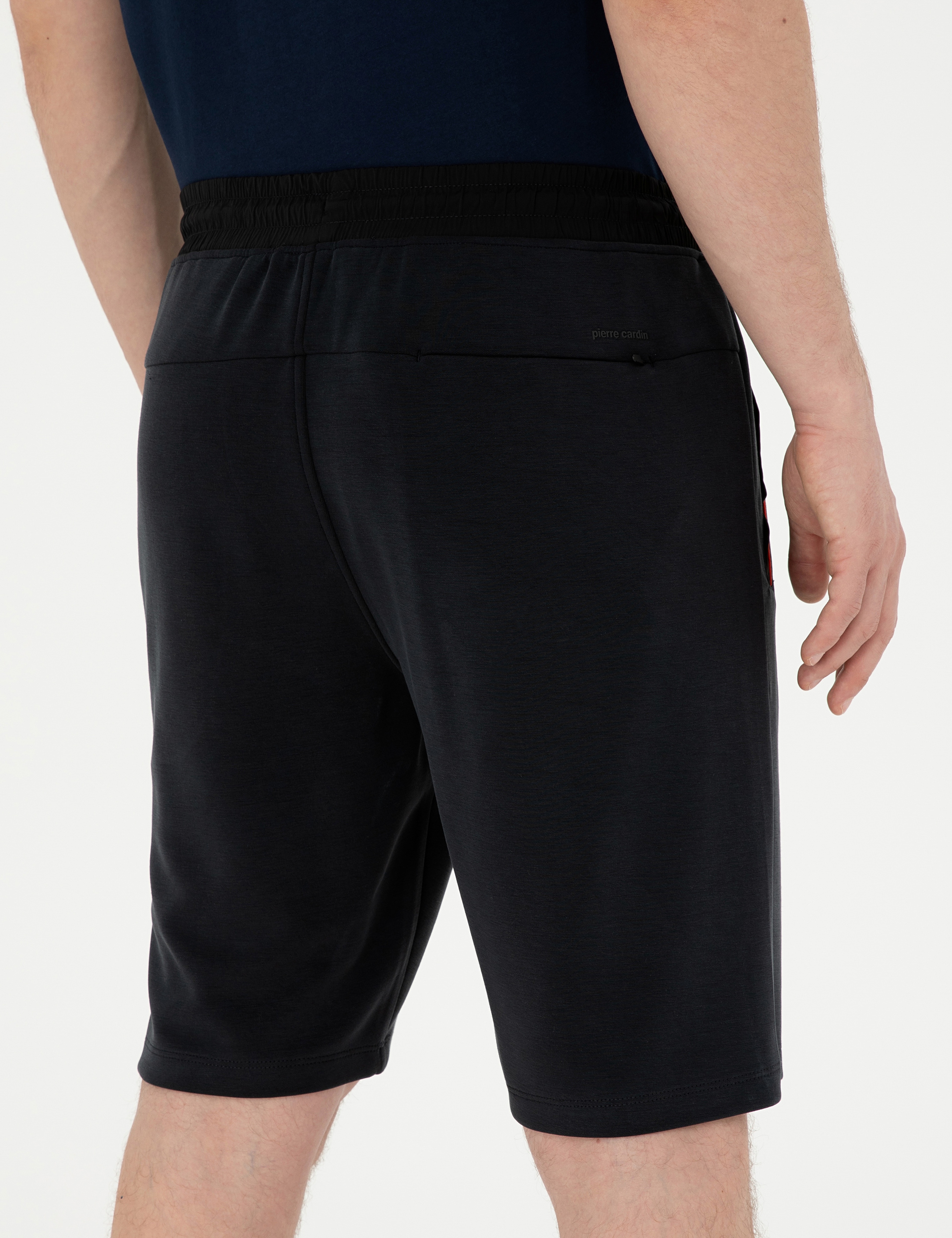 Siyah Slim Fit Örme Şort