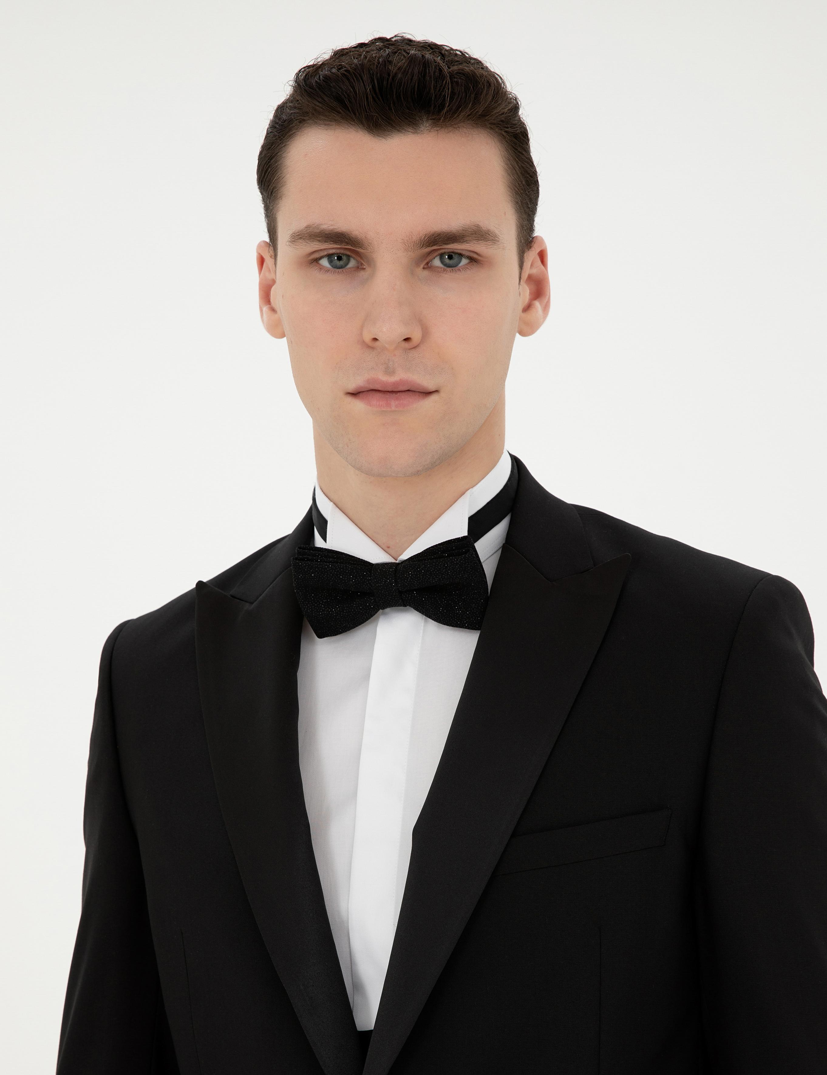 Siyah Ex. Slim Fit Yelekli Smokin