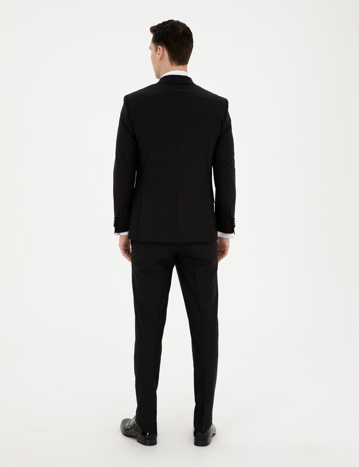 Siyah Ex. Slim Fit Yelekli Smokin - 50288079008