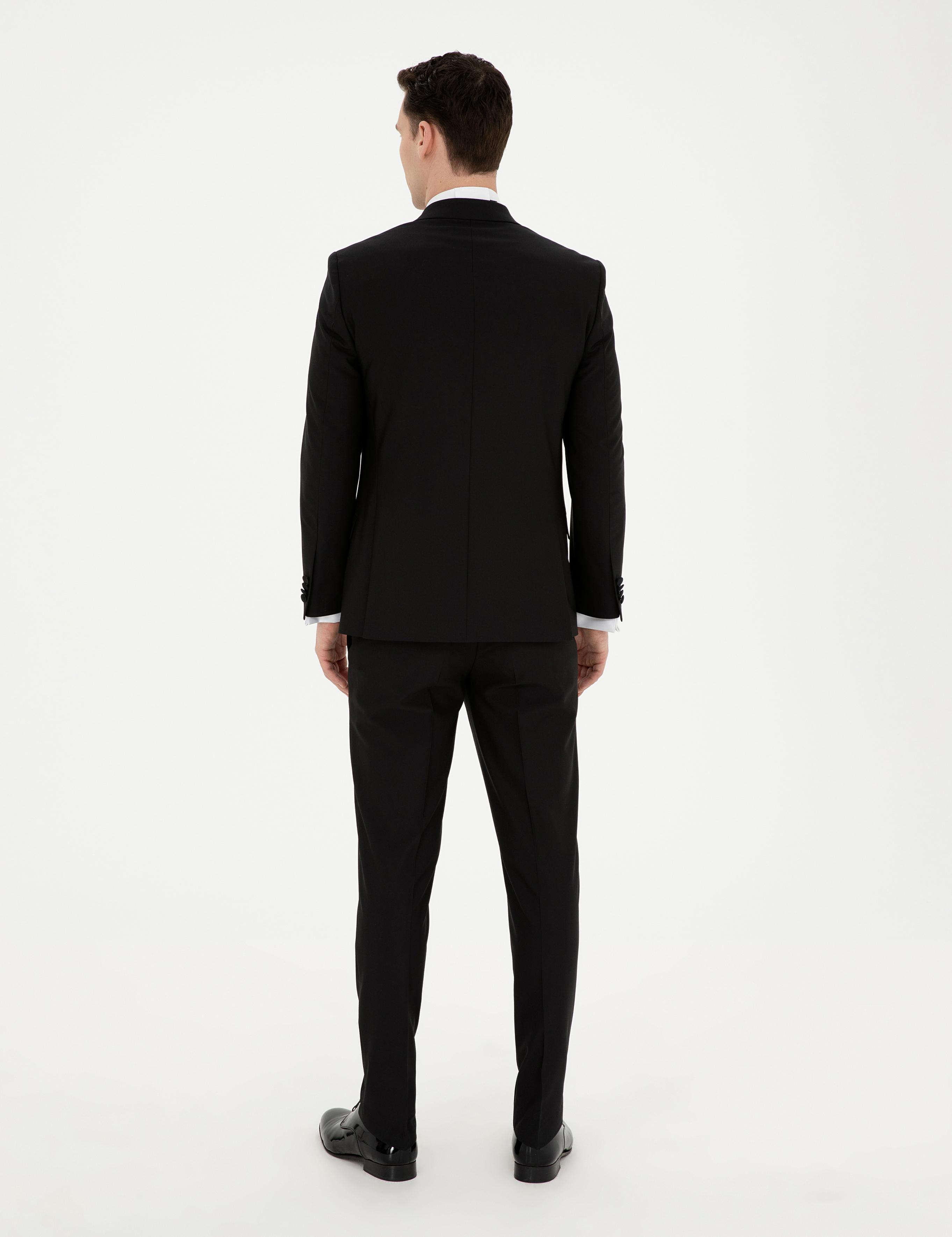 Siyah Ex. Slim Fit Yelekli Smokin