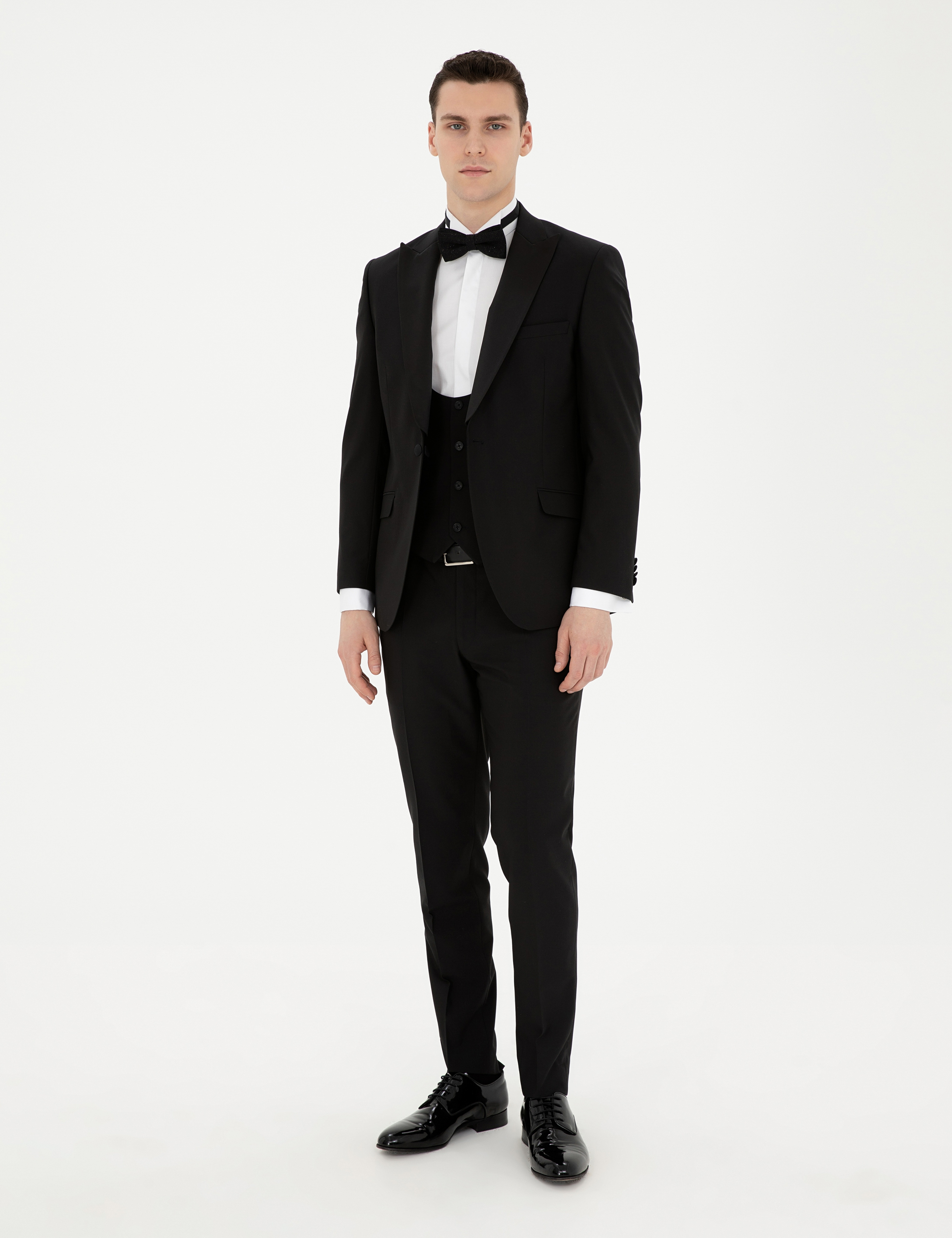 Siyah Ex. Slim Fit Yelekli Smokin - Image 5