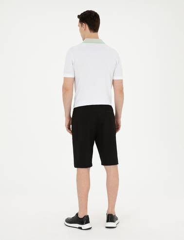 Siyah Regular Fit Örme Şort