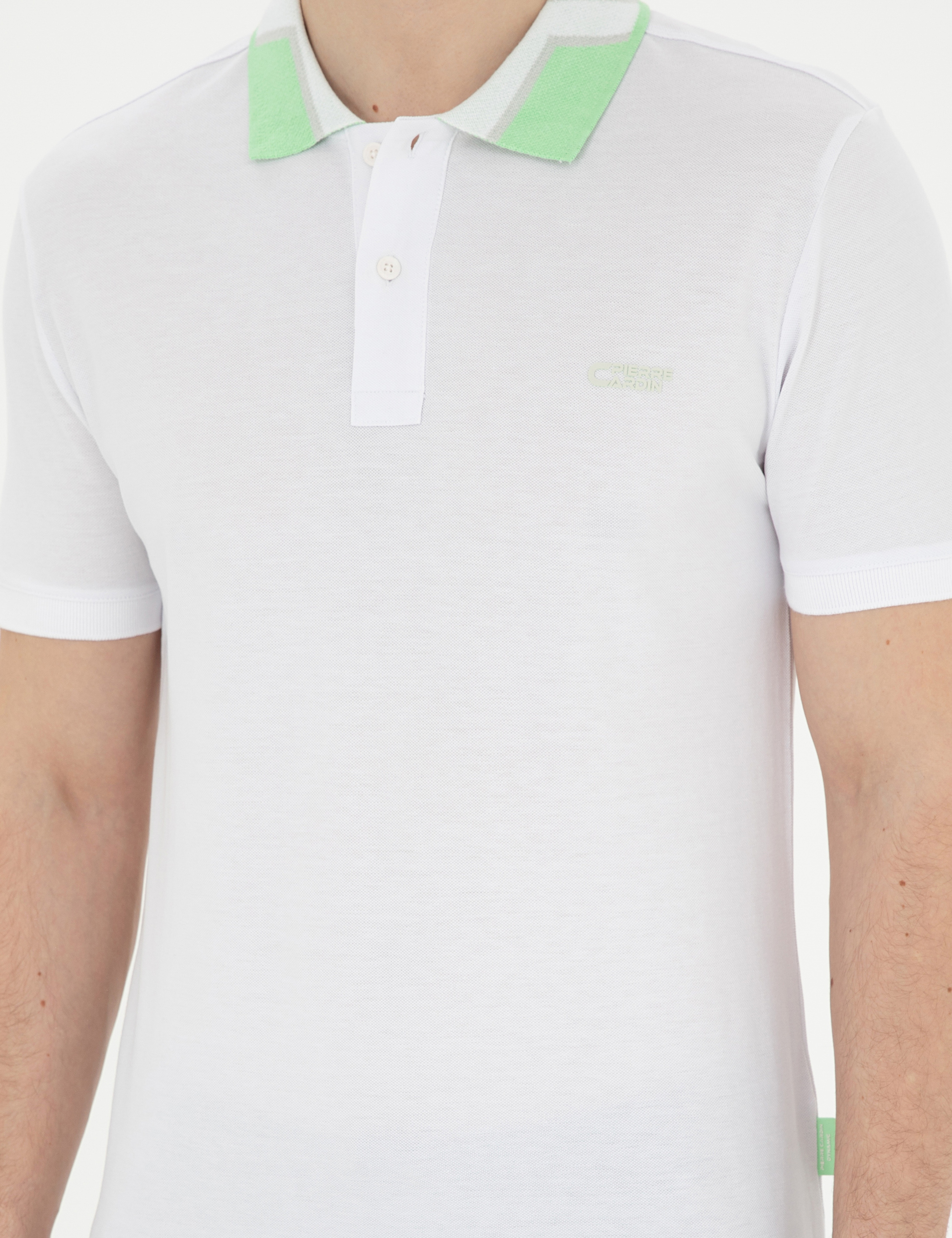Beyaz Slim Fit %100 Pamuk Düğmeli Polo Yaka Tişört
