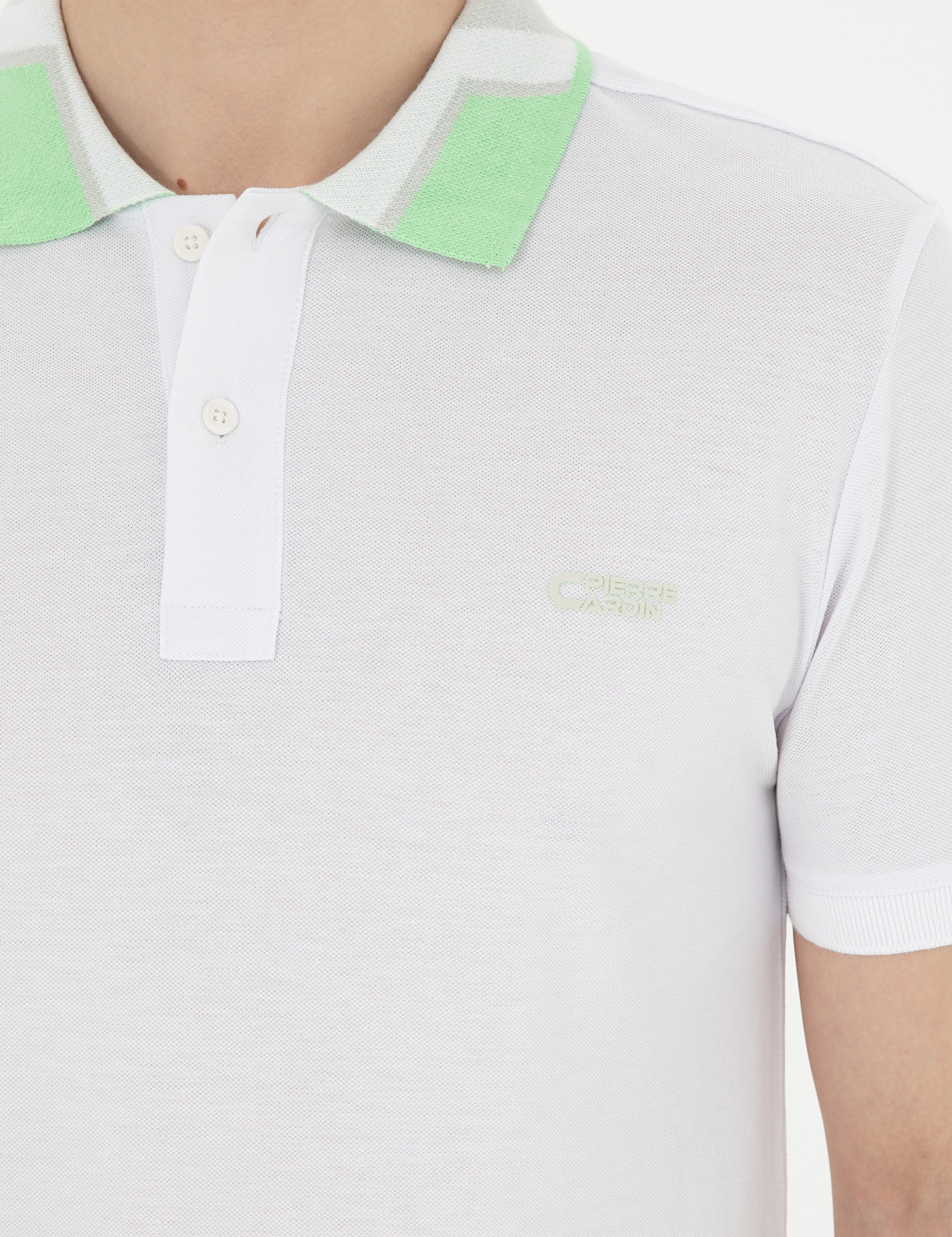 Beyaz Slim Fit %100 Pamuk Düğmeli Polo Yaka Tişört - Image 7