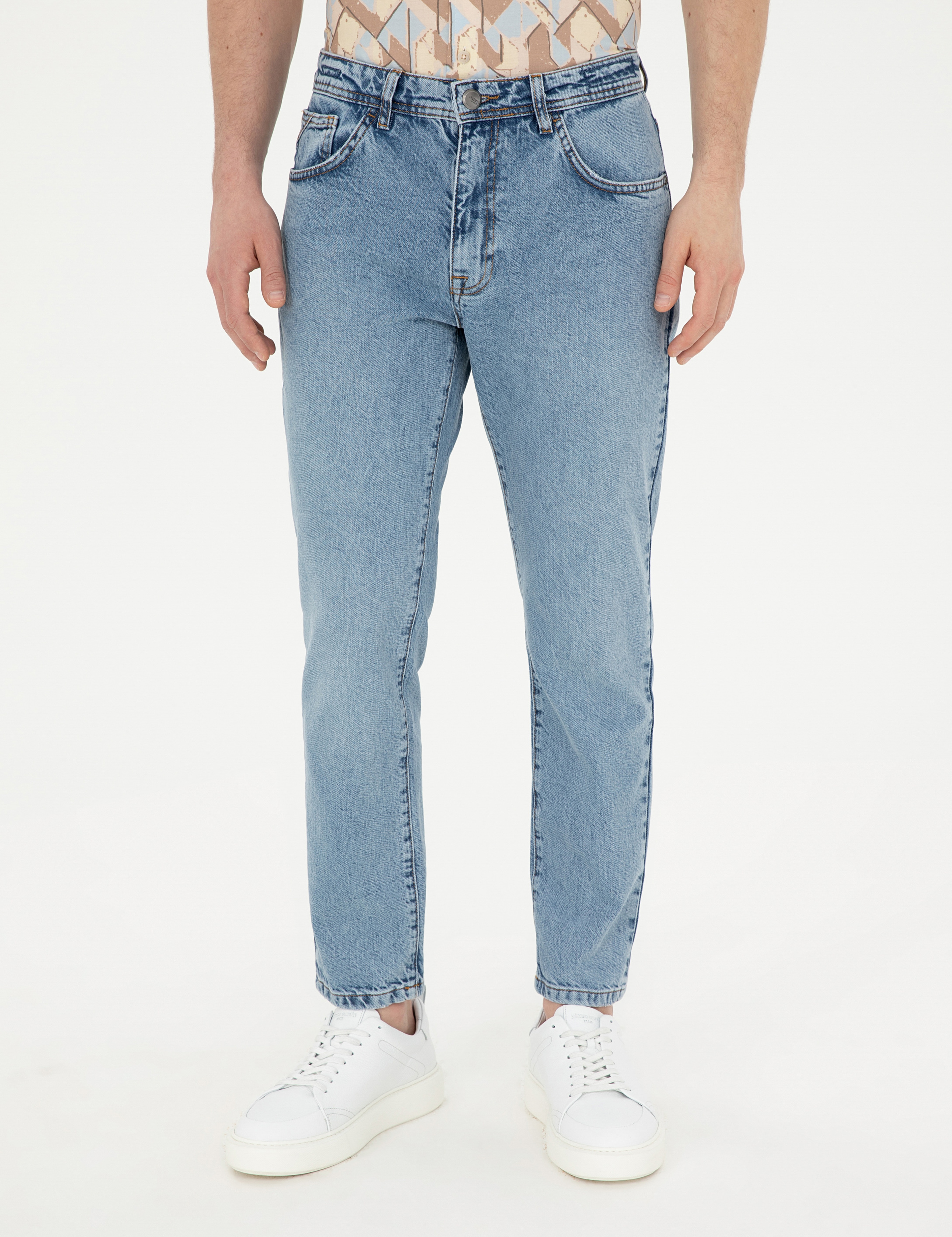 Açık Mavi Tapered Fit Jean Pantolon - Image 2