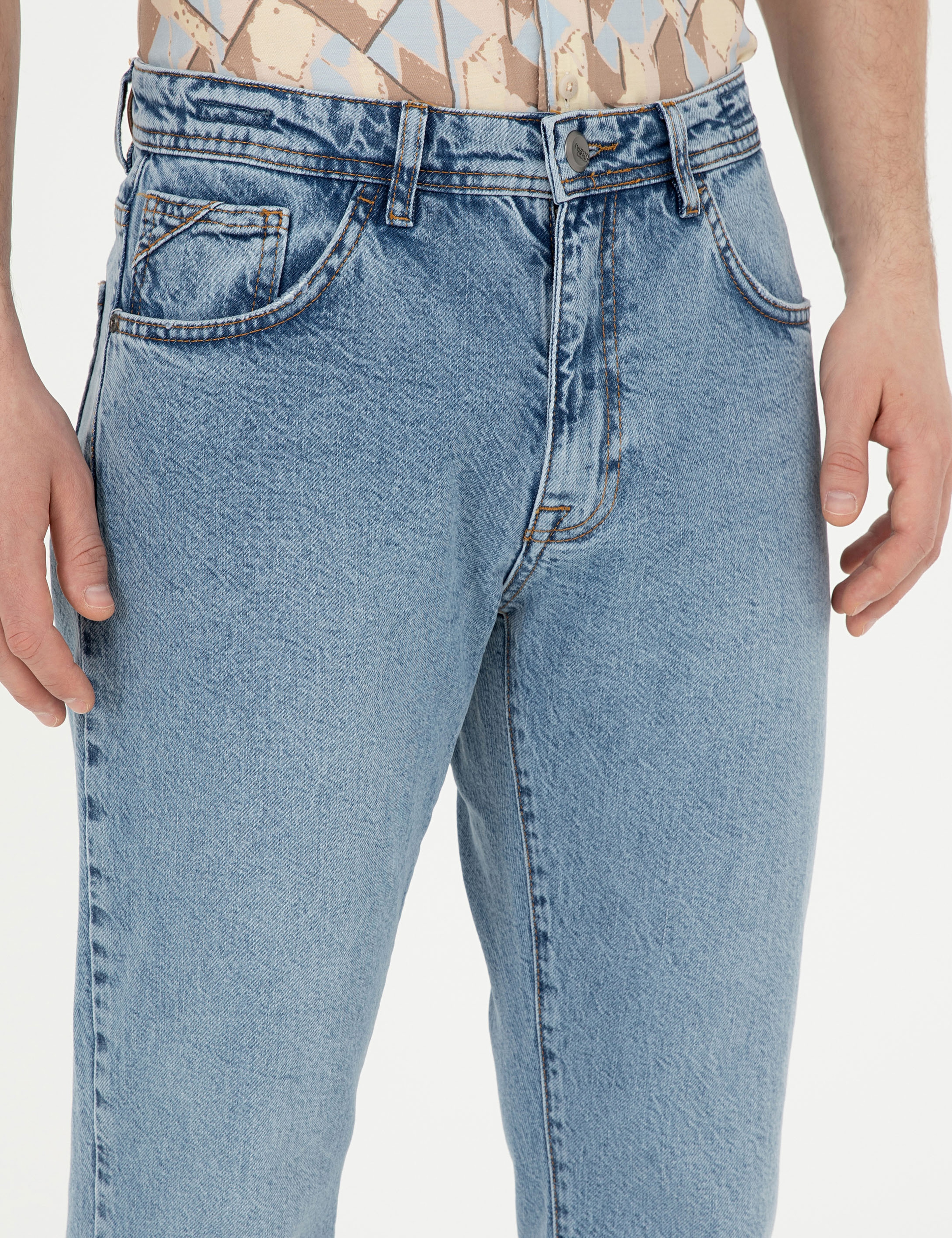 Açık Mavi Tapered Fit Jean Pantolon - Image 5