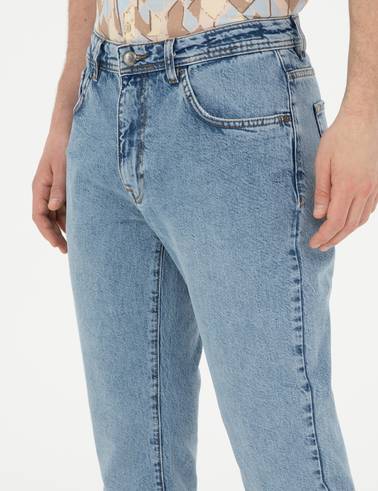 Açık Mavi Tapered Fit Jean Pantolon