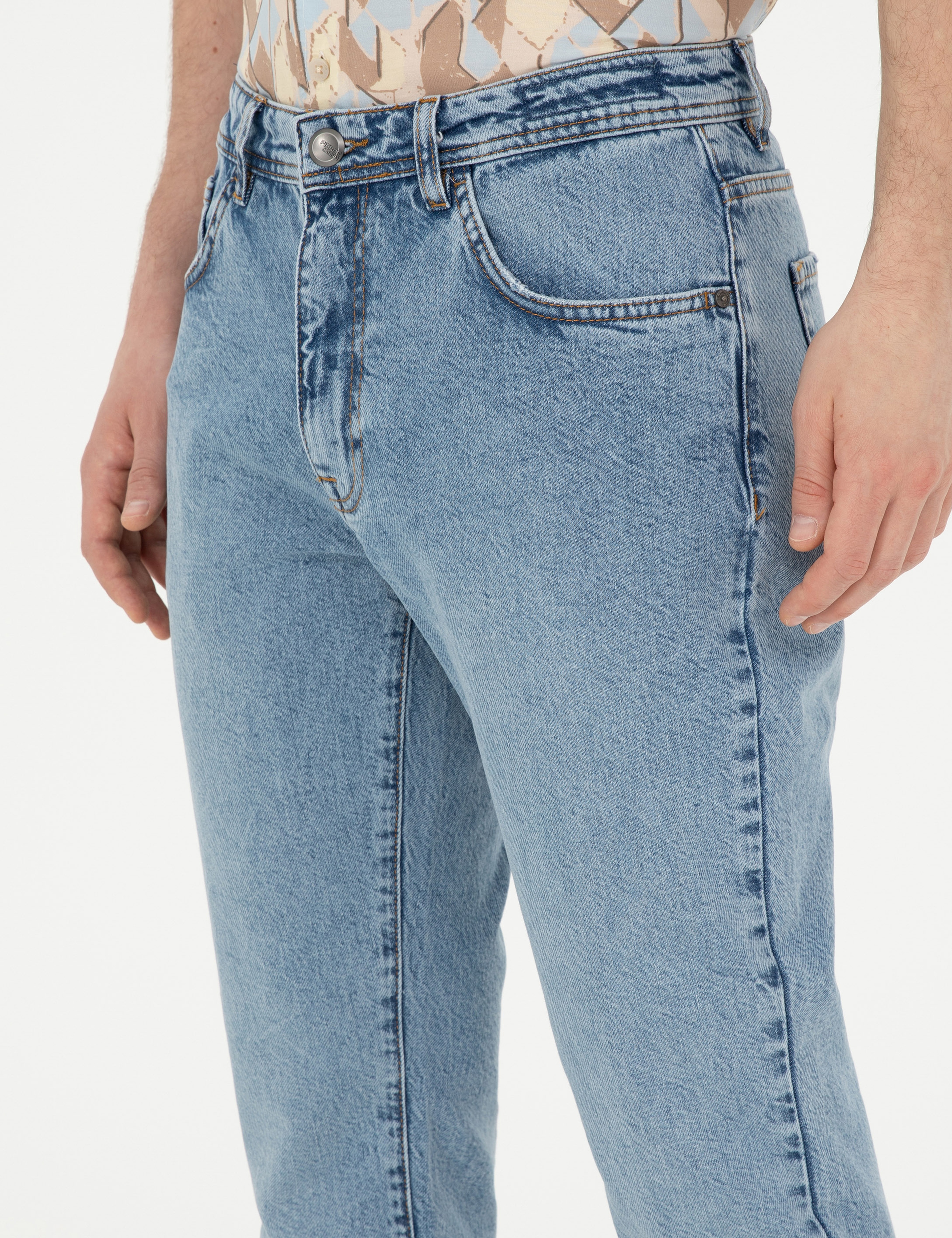 Açık Mavi Tapered Fit Jean Pantolon