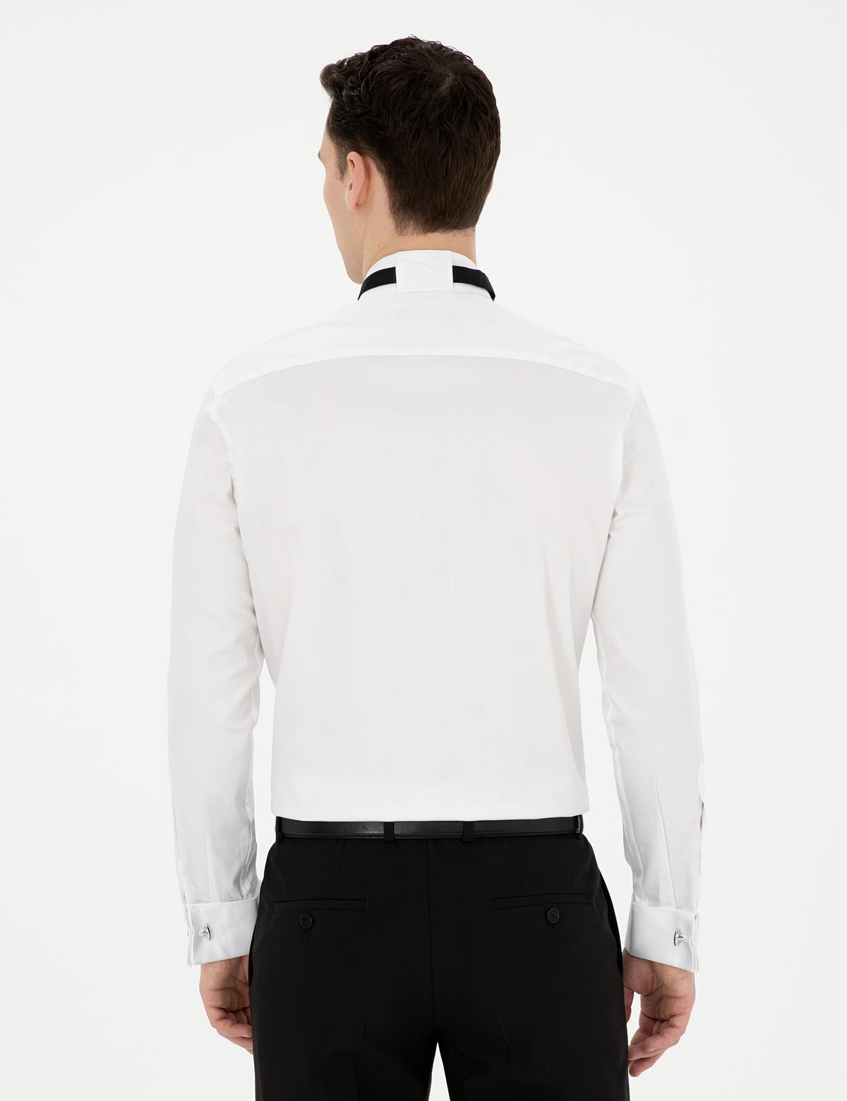 Beyaz Slim Fit Smokin Gömlek - 50286242009