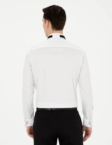 Beyaz Slim Fit Smokin Gömlek