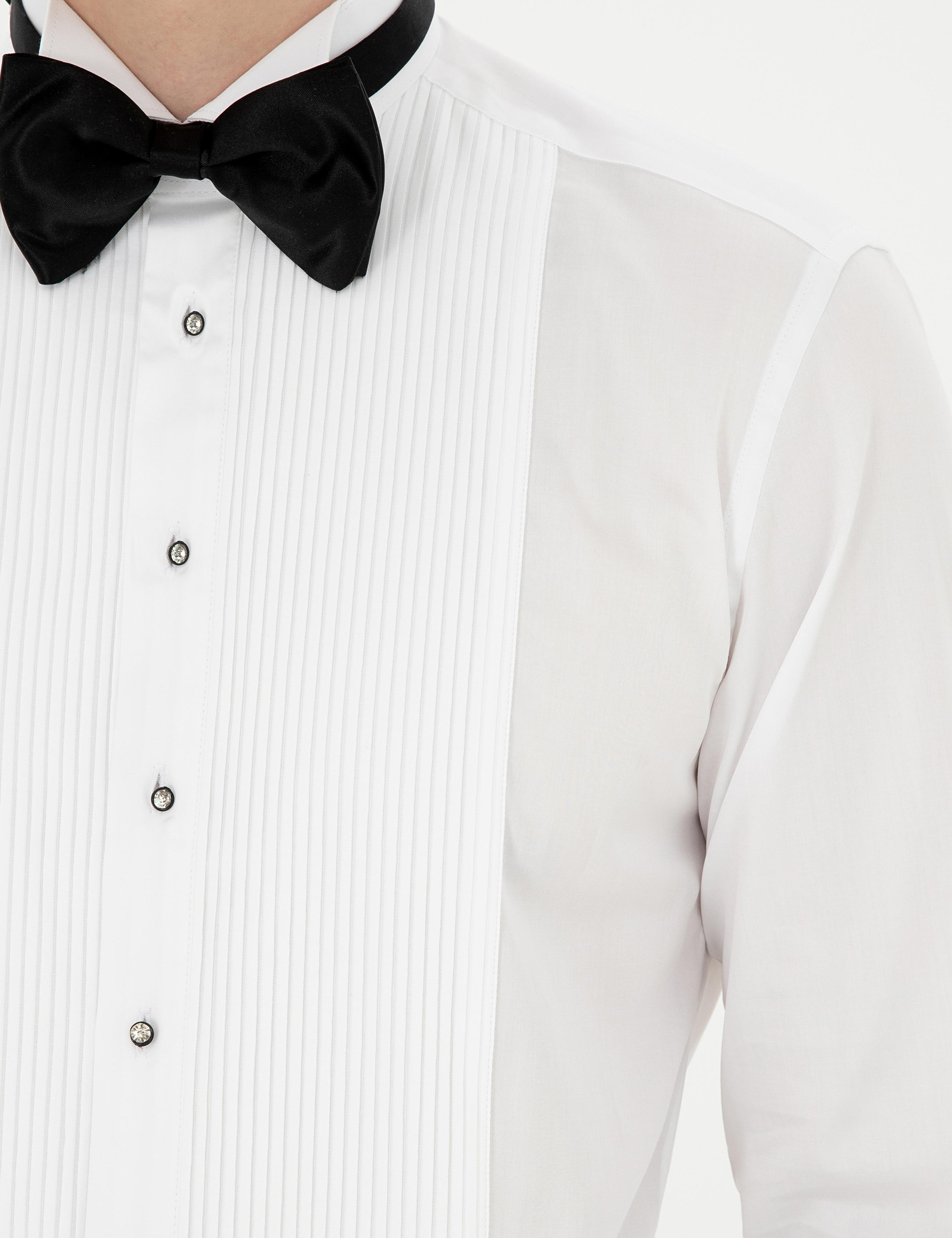 Beyaz Slim Fit Smokin Gömlek