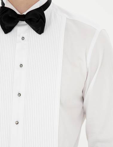 Beyaz Slim Fit Smokin Gömlek