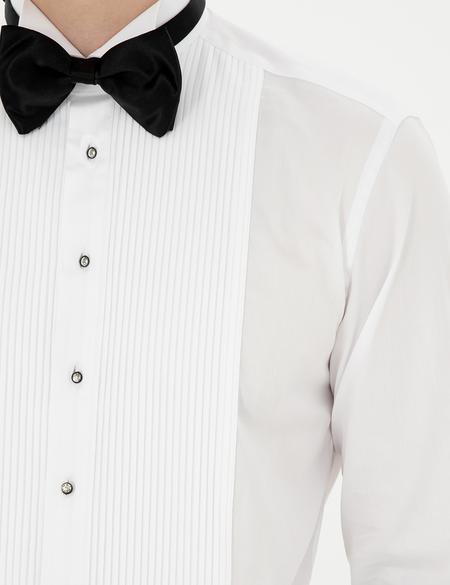 Beyaz Slim Fit Smokin Gömlek - 50286242009