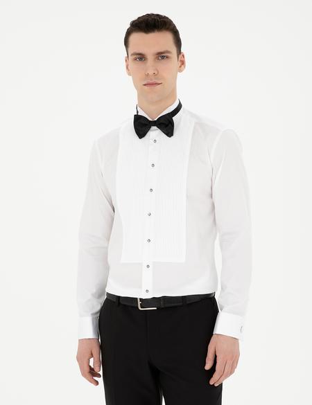 Beyaz Slim Fit Smokin Gömlek - 50286242009