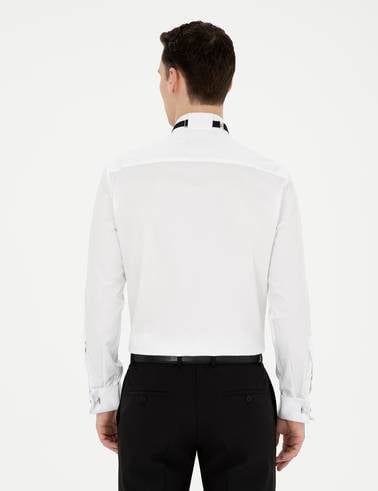 Beyaz Slim Fit Smokin Gömlek