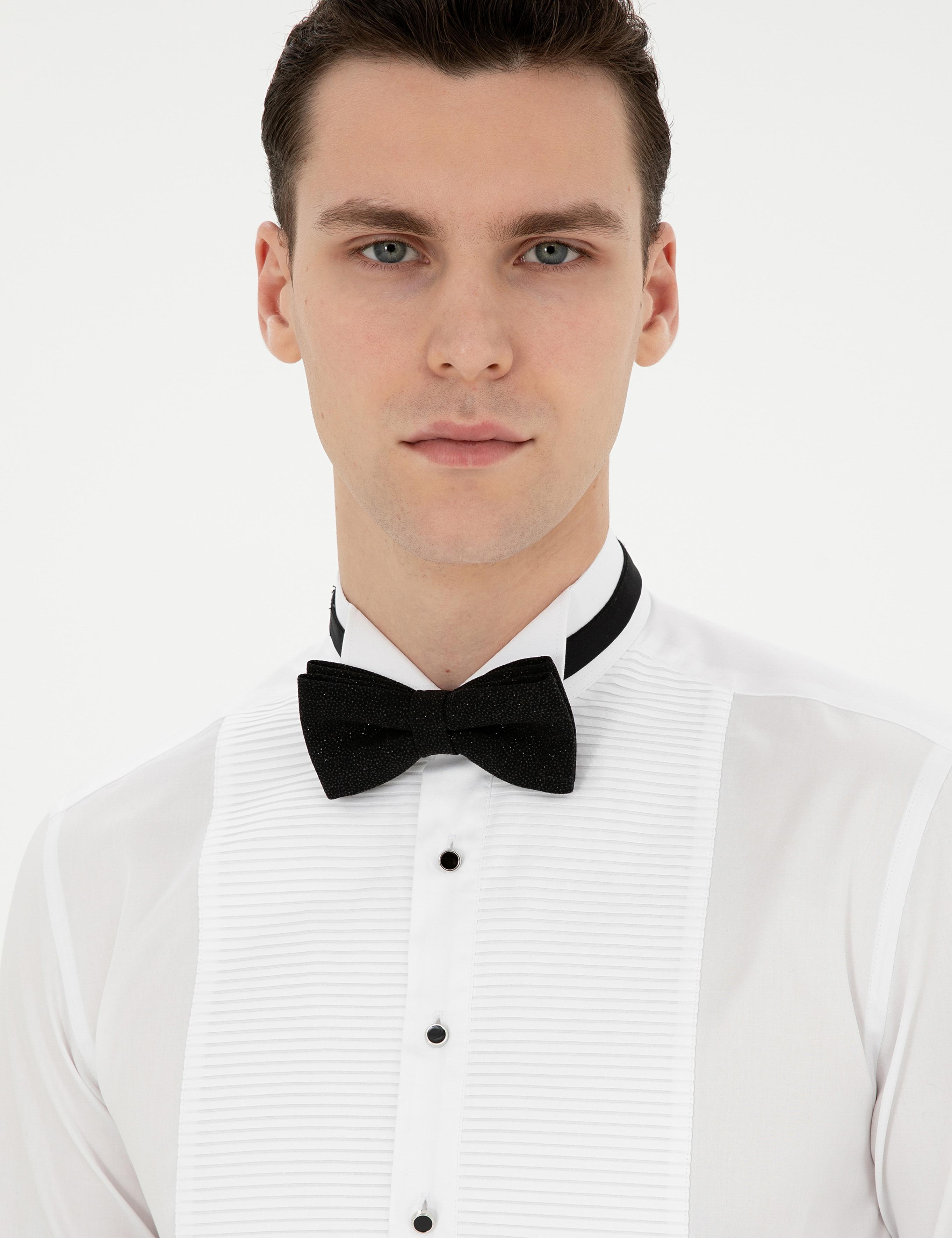 Beyaz Slim Fit Smokin Gömlek