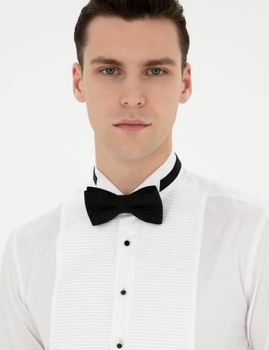 Beyaz Slim Fit Smokin Gömlek