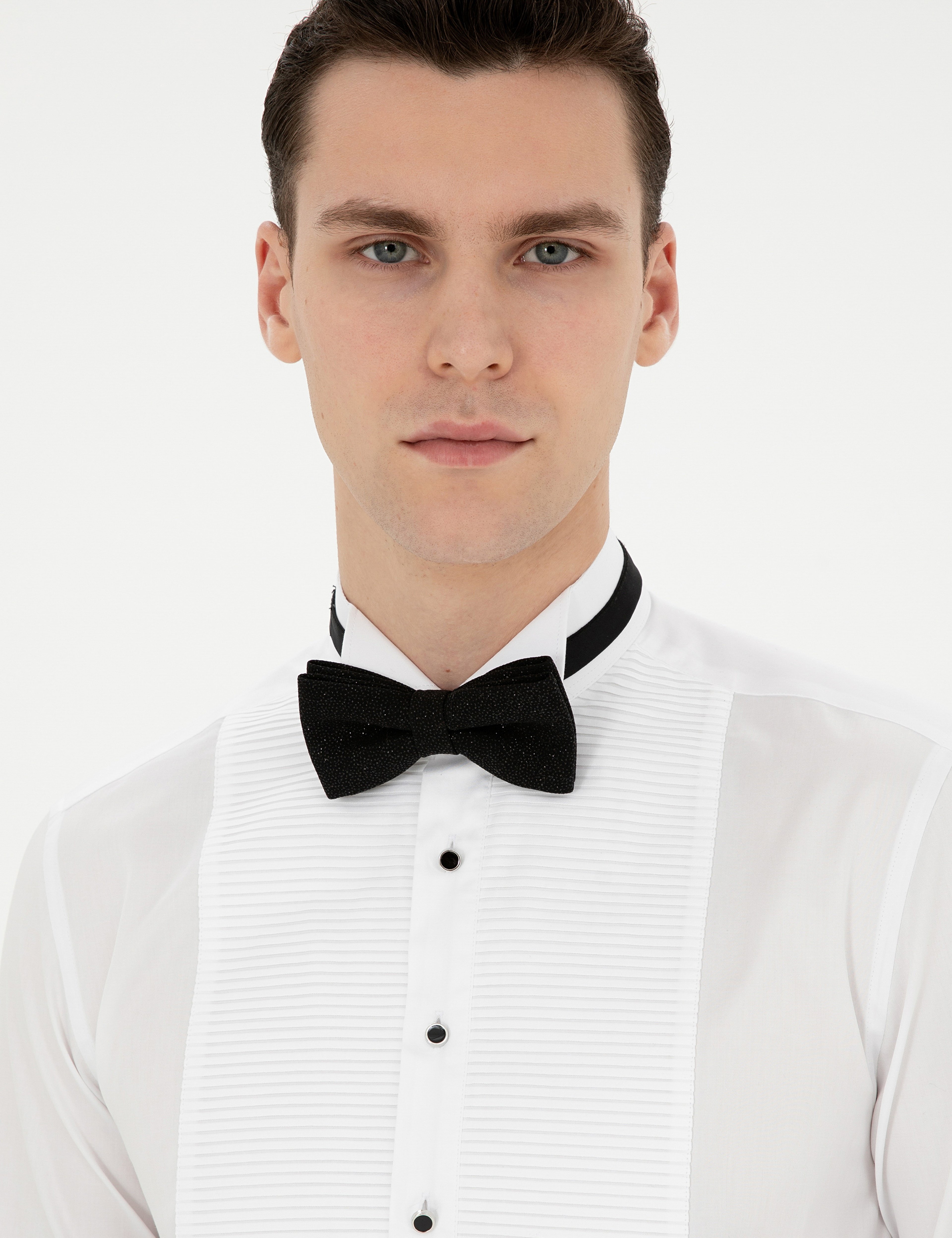 Beyaz Slim Fit Smokin Gömlek