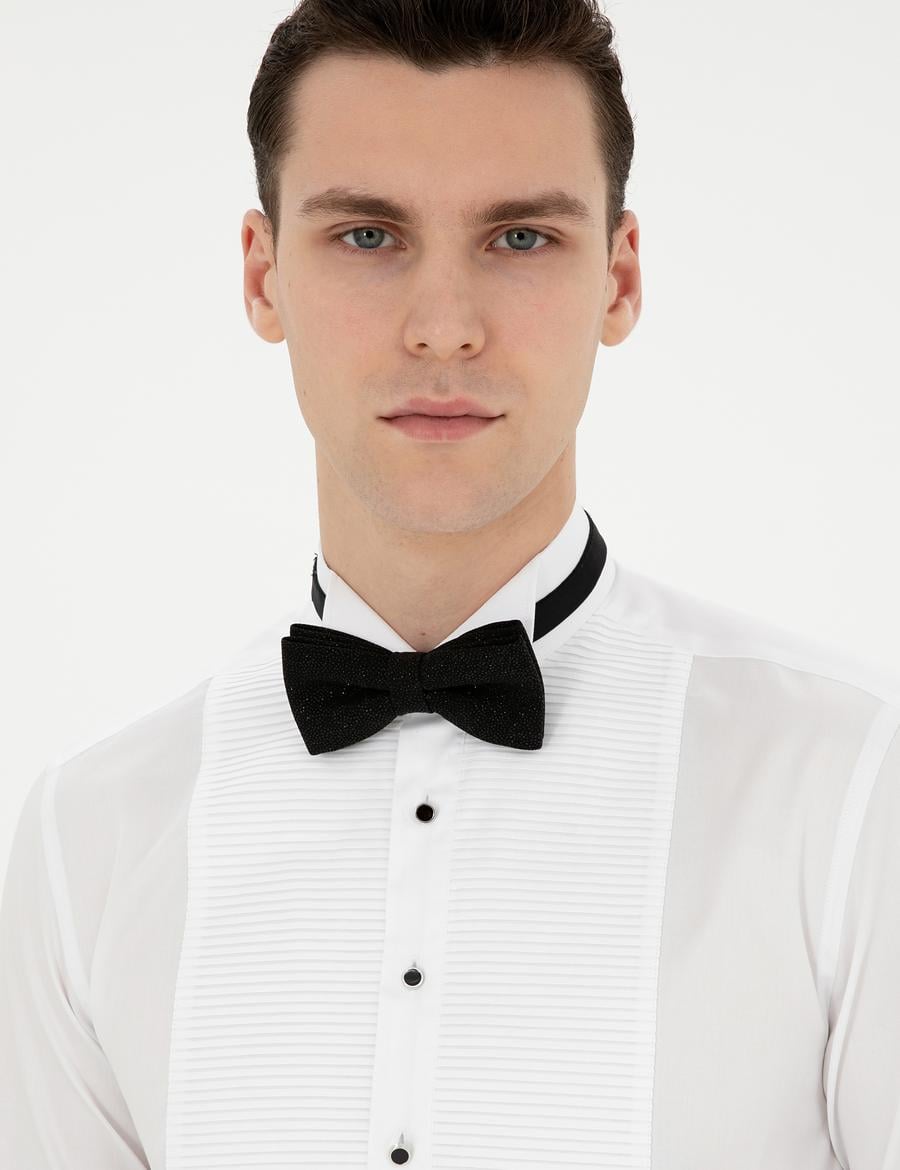 Beyaz Slim Fit Smokin Gömlek