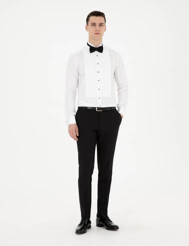 Beyaz Slim Fit Smokin Gömlek