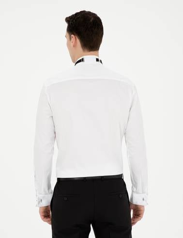 Beyaz Slim Fit Smokin Gömlek