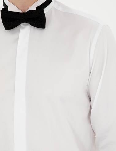 Beyaz Slim Fit Smokin Gömlek