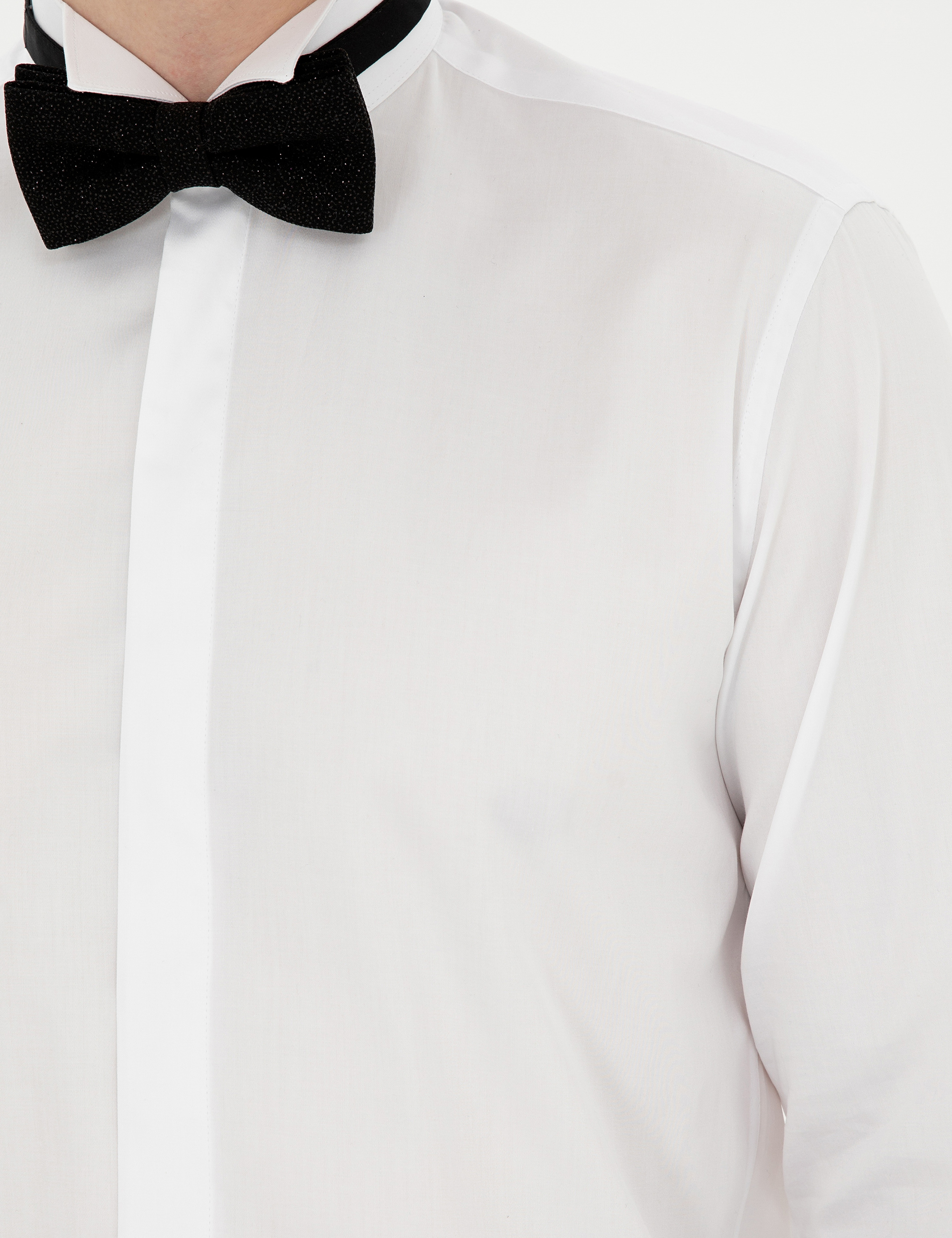 Beyaz Slim Fit Smokin Gömlek - Image 7