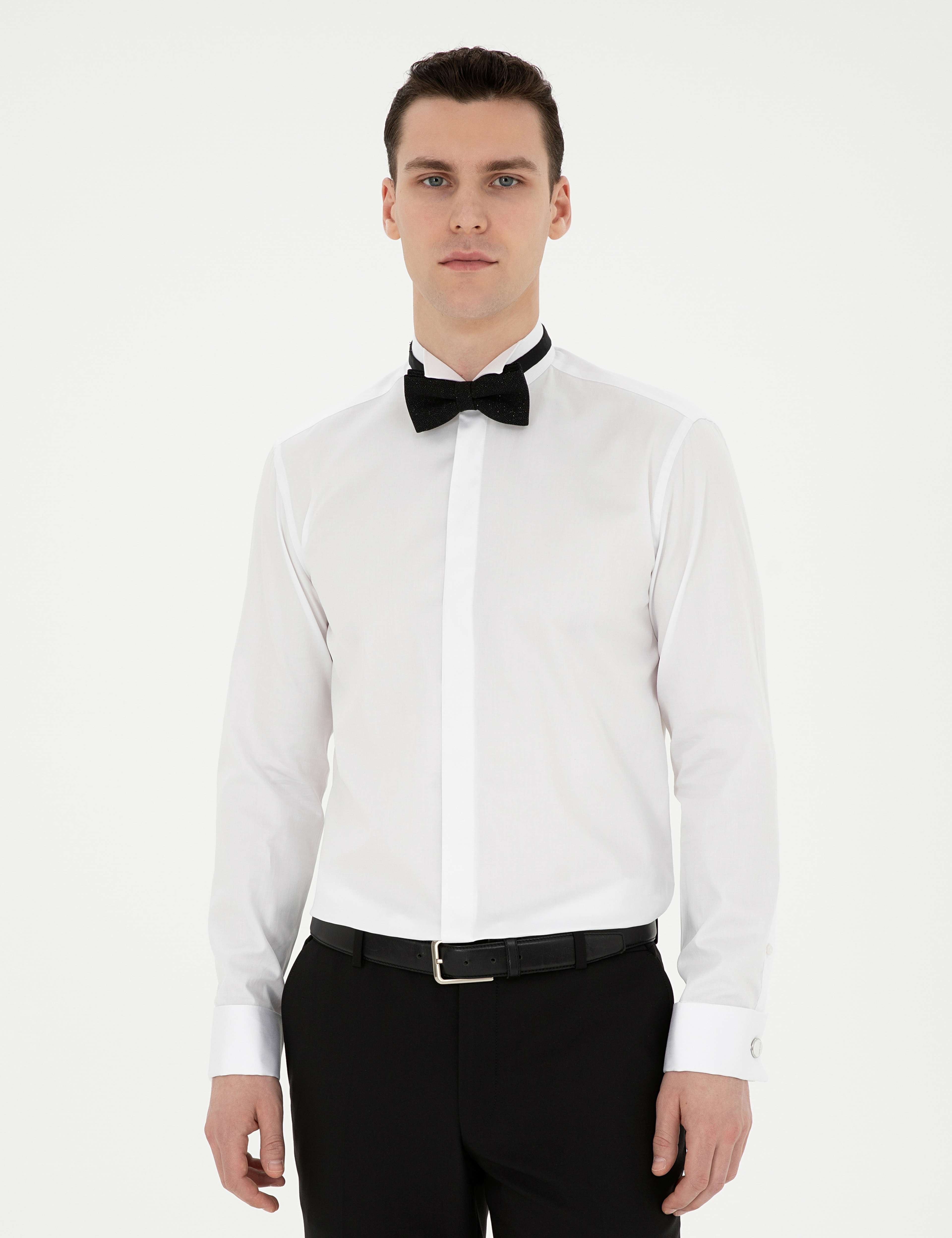 Beyaz Slim Fit Smokin Gömlek