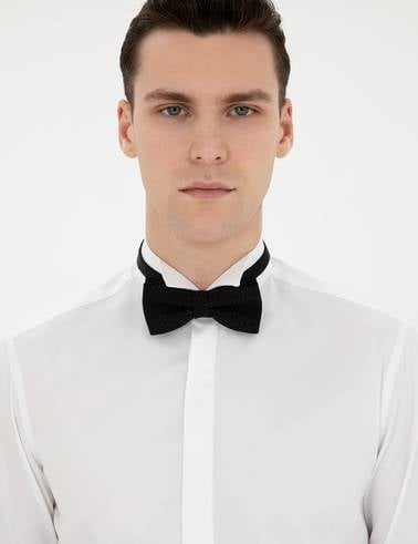 Beyaz Slim Fit Smokin Gömlek