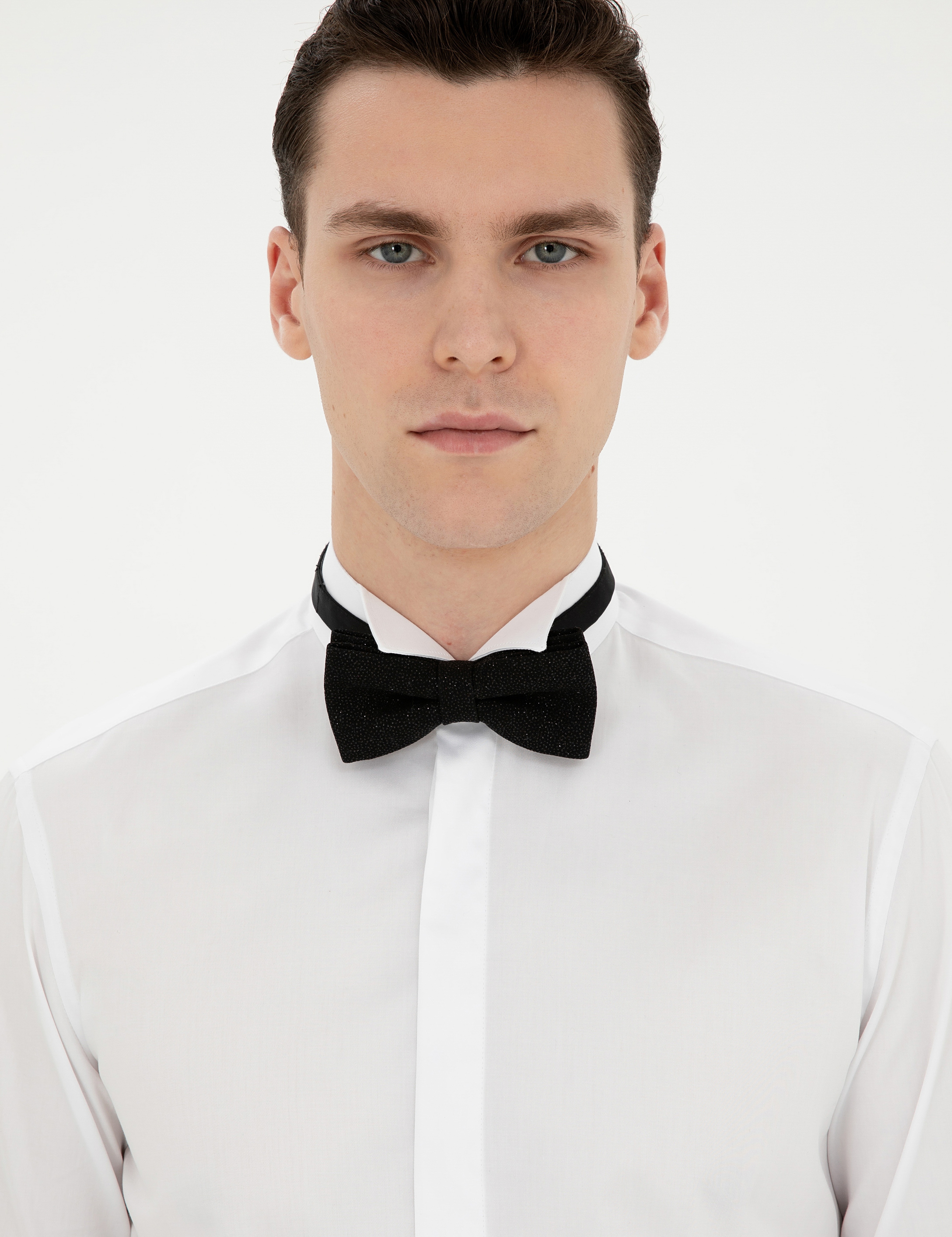 Beyaz Slim Fit Smokin Gömlek - Image 2
