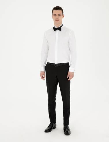 Beyaz Slim Fit Smokin Gömlek