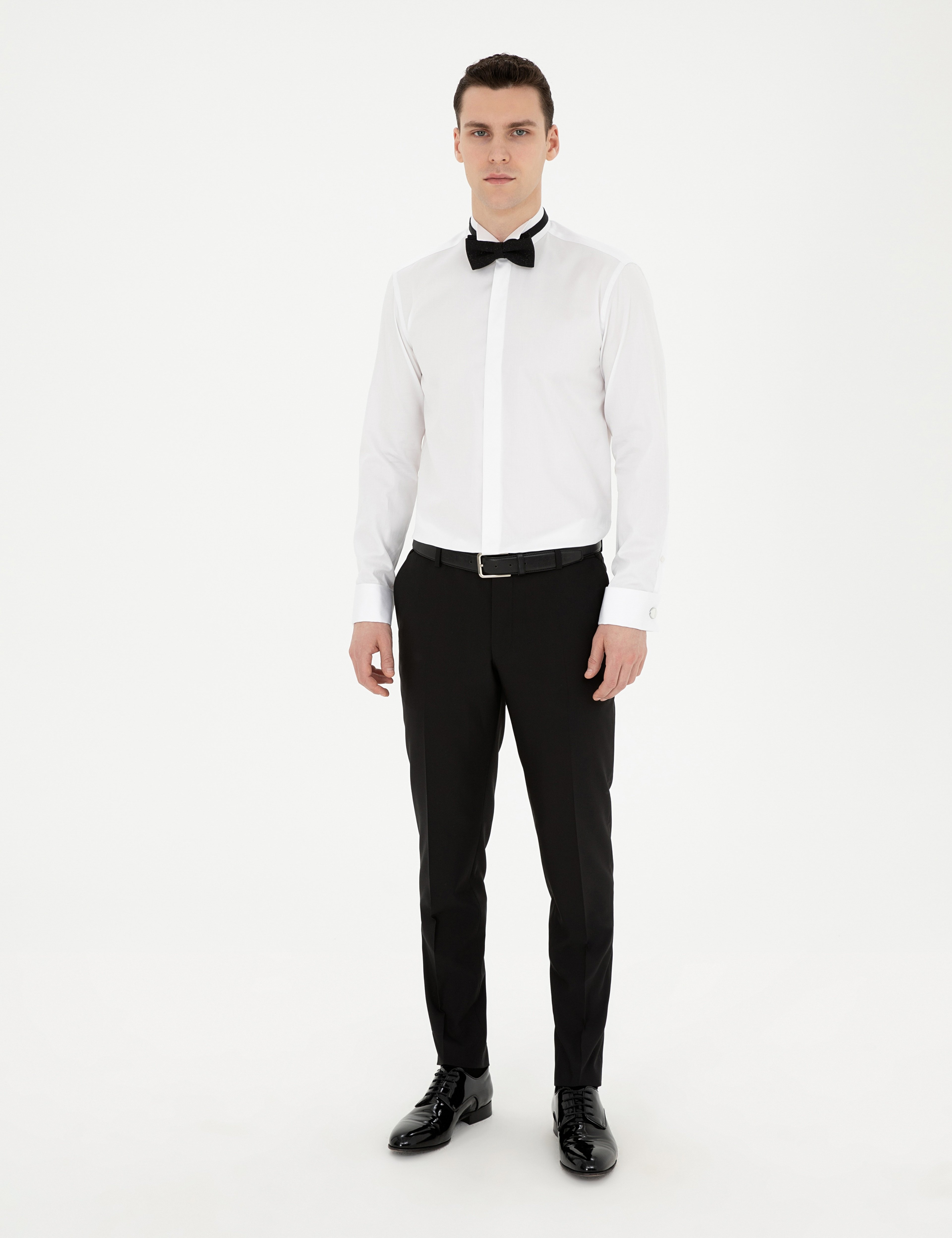 Beyaz Slim Fit Smokin Gömlek