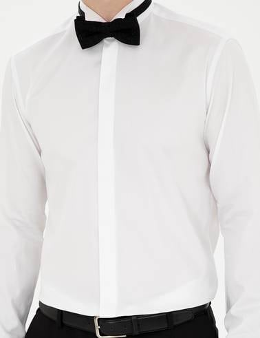 Beyaz Slim Fit Smokin Gömlek