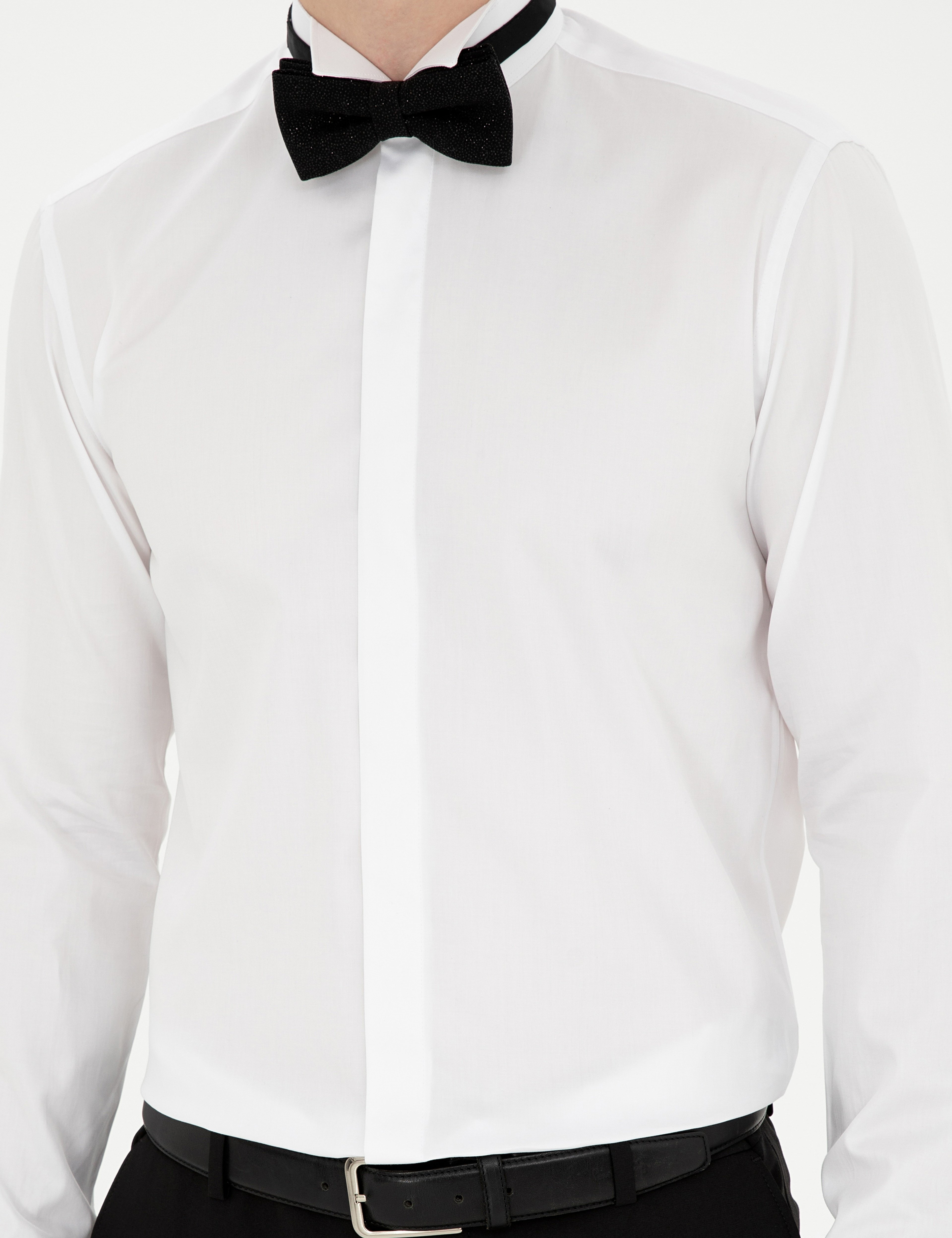 Beyaz Slim Fit Smokin Gömlek
