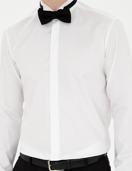 Beyaz Slim Fit Smokin Gömlek - 50286246007