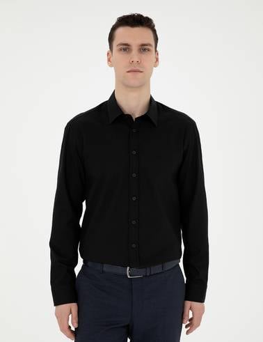 Siyah Regular Fit Uzun Kollu Gömlek