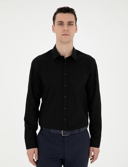 Siyah Regular Fit Uzun Kollu Gömlek - 50282979013