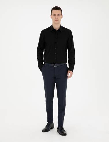 Siyah Regular Fit Uzun Kollu Gömlek
