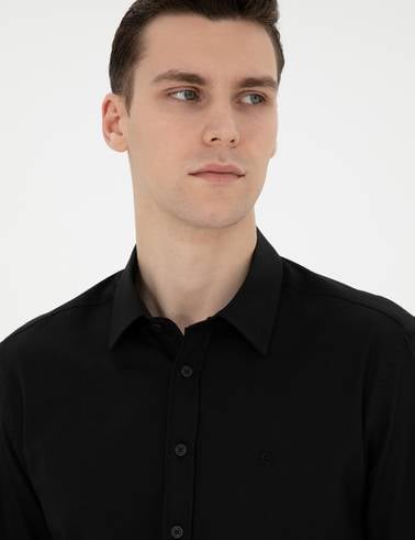 Siyah Regular Fit Uzun Kollu Gömlek