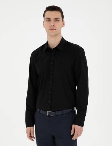 Siyah Regular Fit Uzun Kollu Gömlek