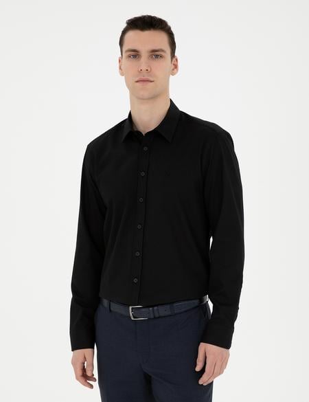 Siyah Regular Fit Uzun Kollu Gömlek - 50282979013