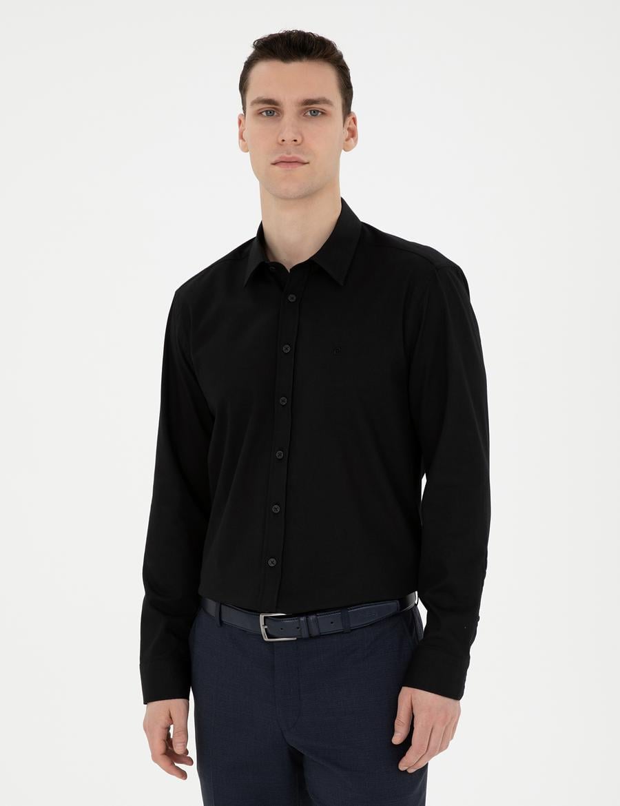 Siyah Regular Fit Uzun Kollu Gömlek