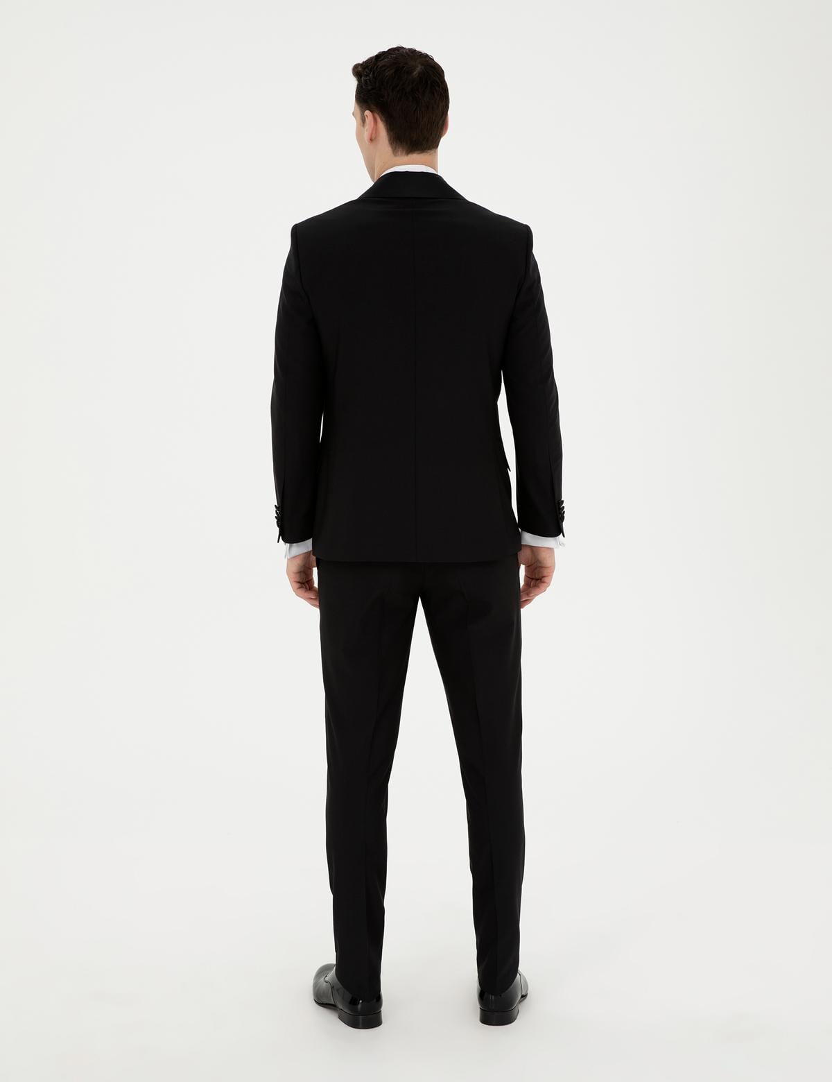 Siyah Ex. Slim Fit Yelekli Smokin - 50288078005