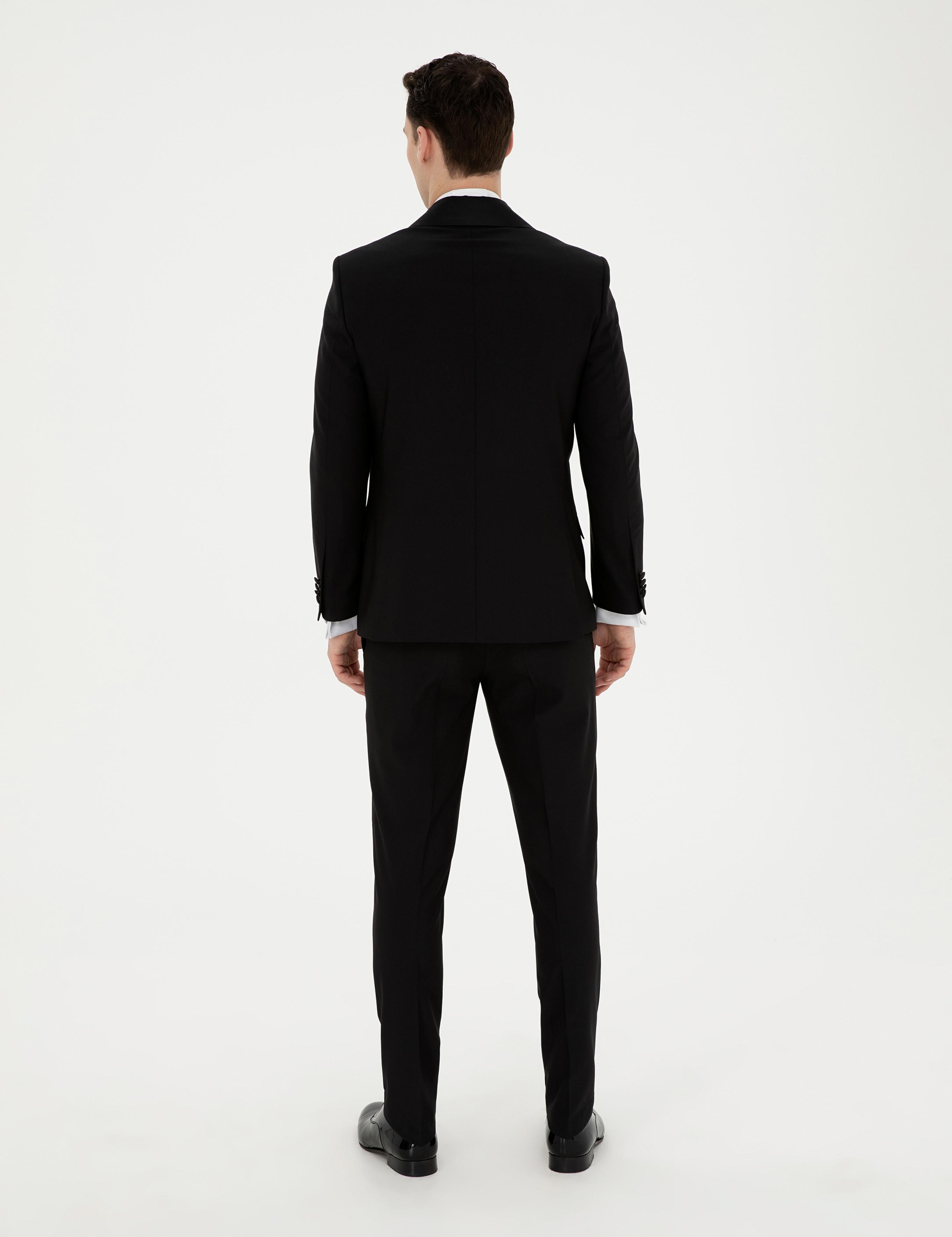 Siyah Ex. Slim Fit Yelekli Smokin